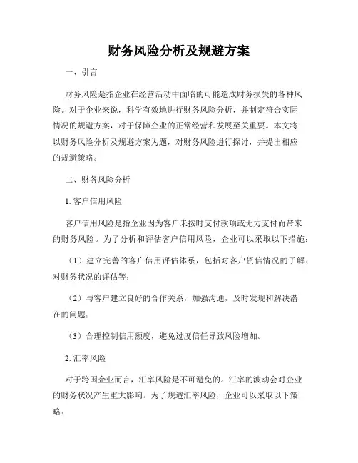 财务风险分析及规避方案