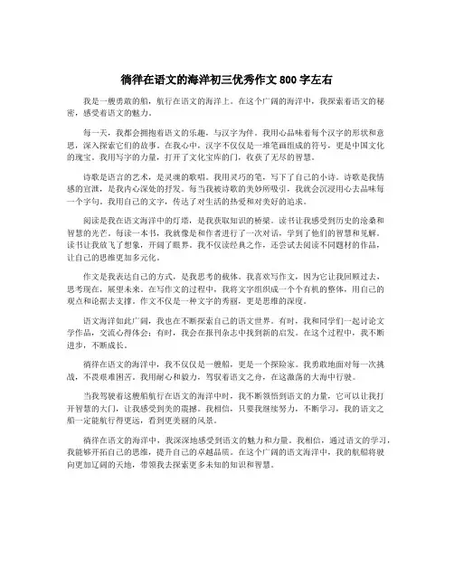 徜徉在语文的海洋初三优秀作文800字左右
