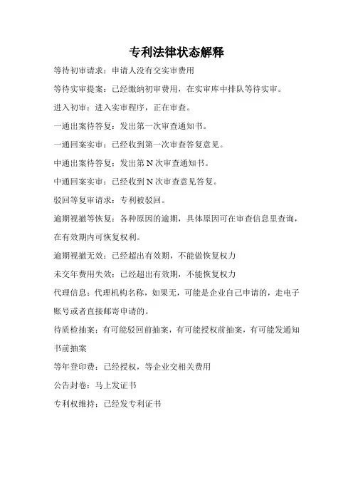 国家知识产权局专利法律状态