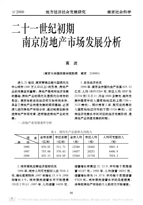 二十一世纪初期南京房地产市场发展分析