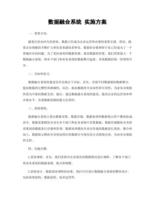 数据融合系统 实施方案
