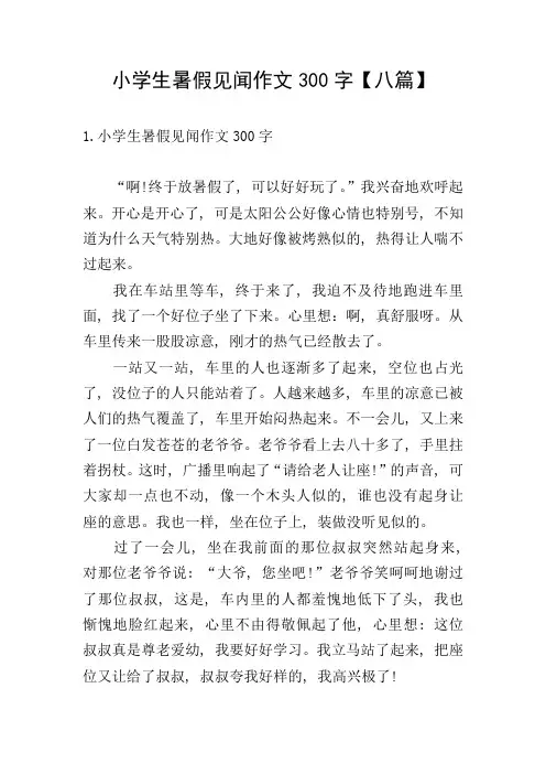 小学生暑假见闻作文300字【八篇】