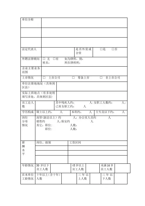 企业人力资源法律风险调查表(人力资源管理部分))【模板范本】