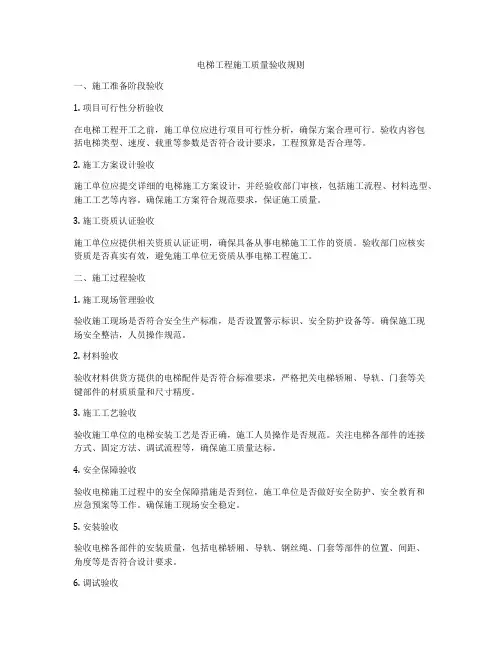 电梯工程施工质量验收规则