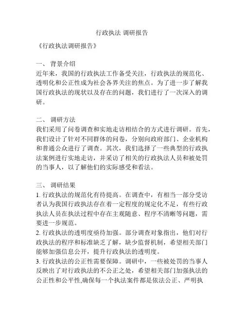 行政执法 调研报告