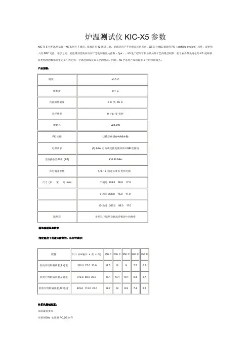 炉温测试仪参数和使用配置