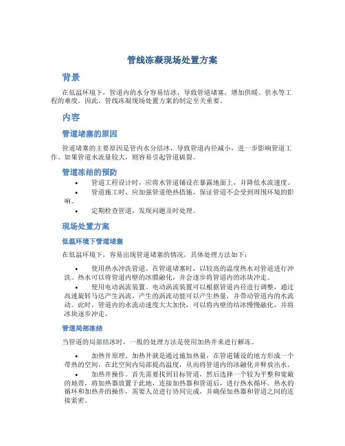 管线冻凝现场处置方案