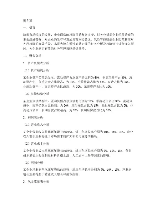 财务分析及风险管控报告(3篇)