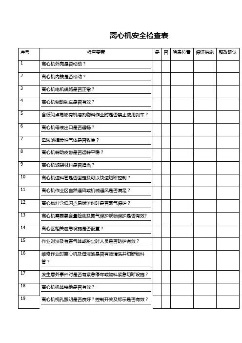 离心机安全检查表(安全专项检查资料)