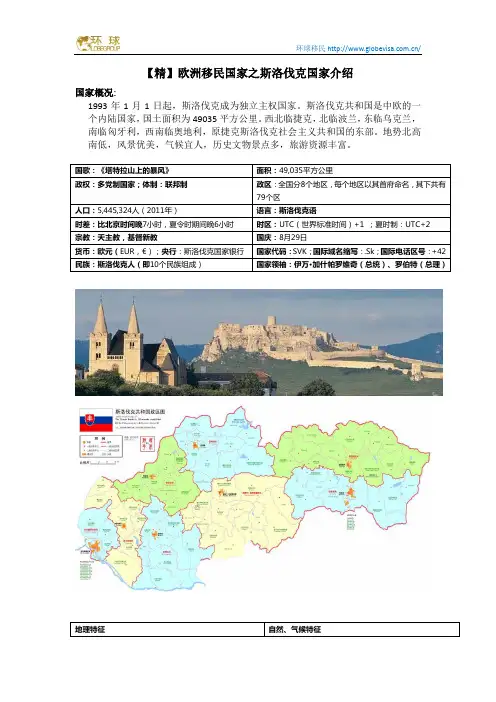 【精】欧洲移民国家之斯洛伐克国家介绍