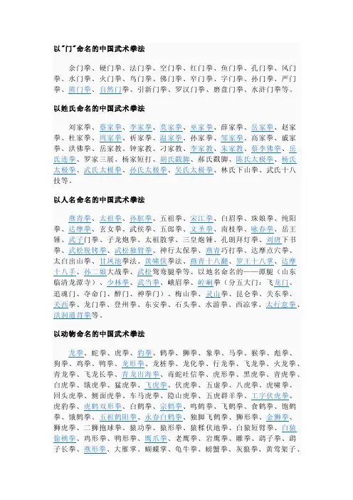 拳法名称——精选推荐