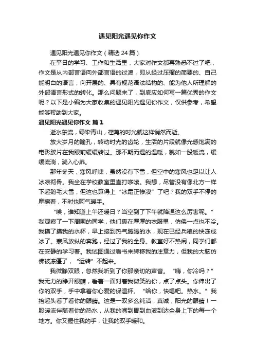 遇见阳光遇见你作文（精选24篇）