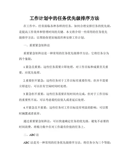 工作计划中的任务优先级排序方法
