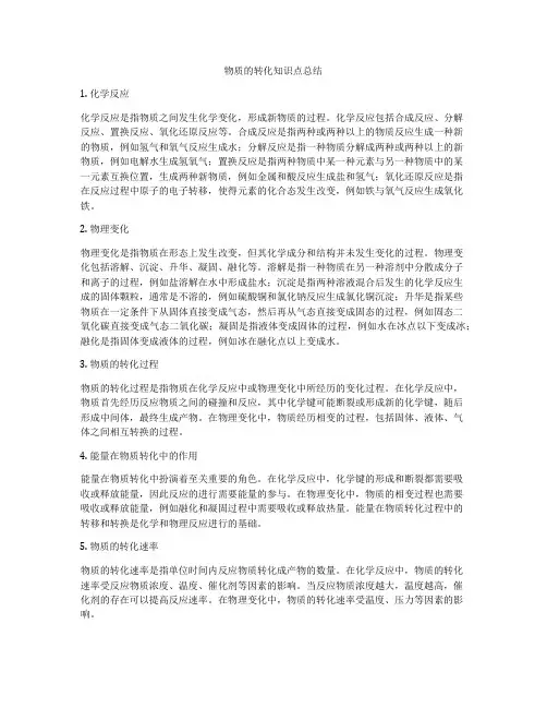 物质的转化知识点总结