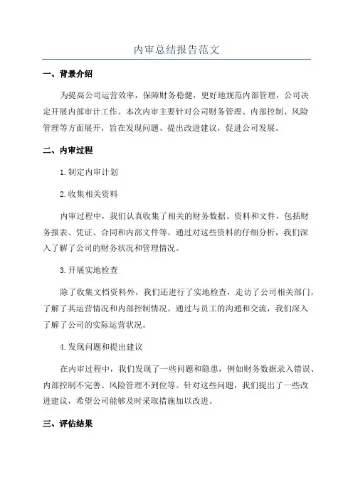 内审总结报告范文