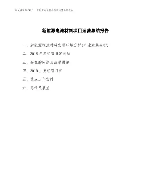 新能源电池材料项目运营总结报告