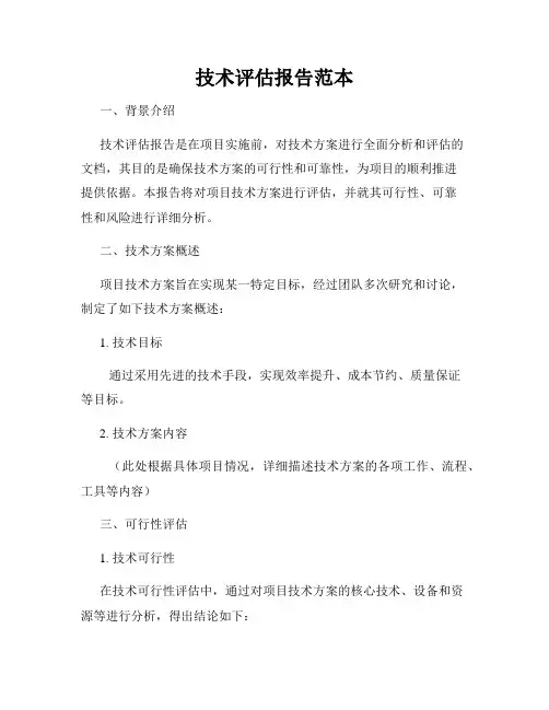 技术评估报告范本