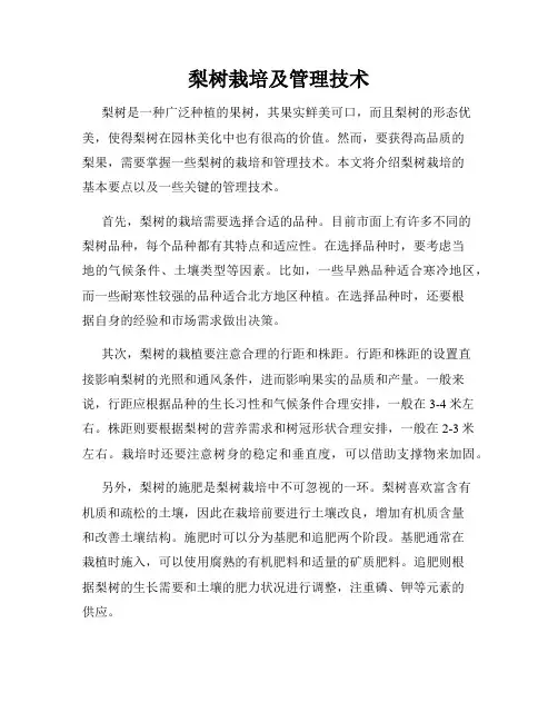 梨树栽培及管理技术