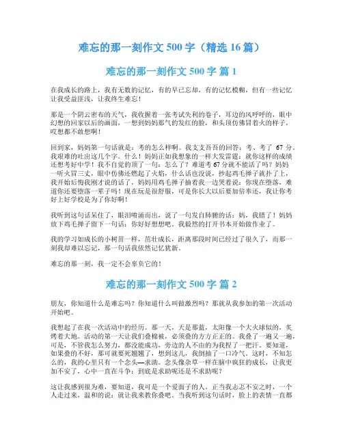 难忘的那一刻作文500字(精选16篇)