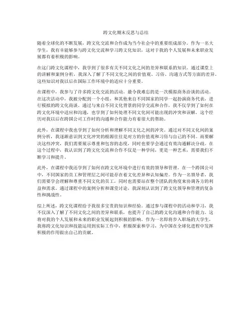 跨文化期末反思与总结