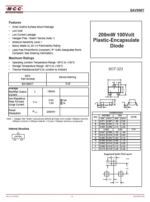 MCC BAV99WT 电阻芯片说明书