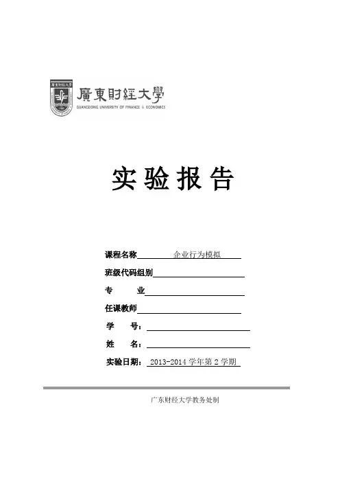 企业行为模拟个人实验报告