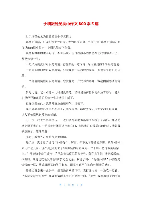 于细微处见高中作文800字5篇