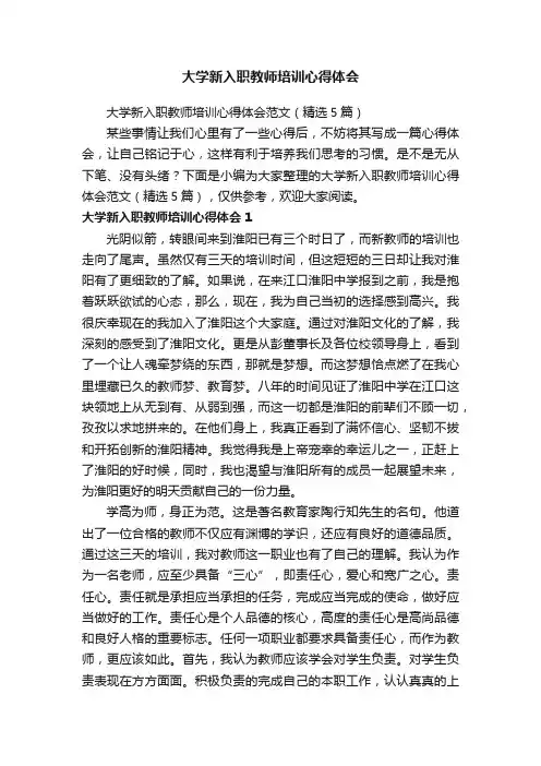 大学新入职教师培训心得体会范文（精选5篇）