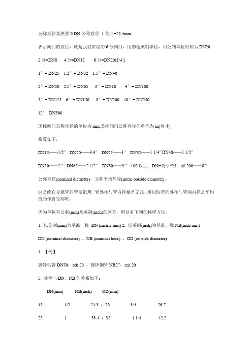 公制与英制的换算