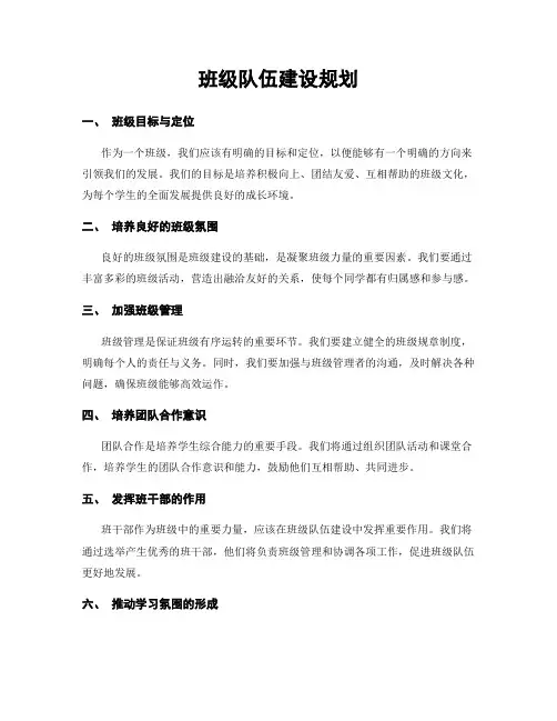 班级队伍建设规划