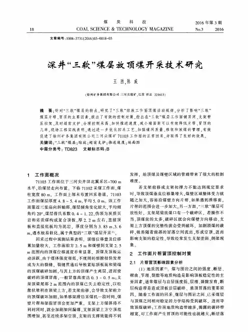 深井“三软”煤层放顶煤开采技术研究
