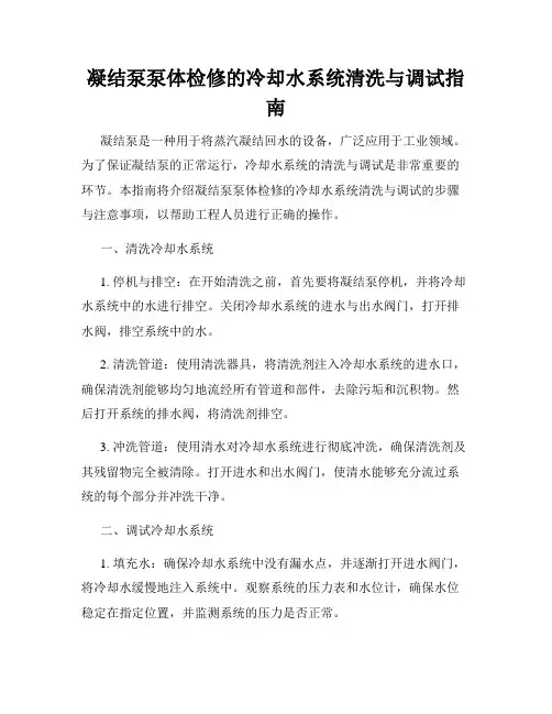 凝结泵泵体检修的冷却水系统清洗与调试指南