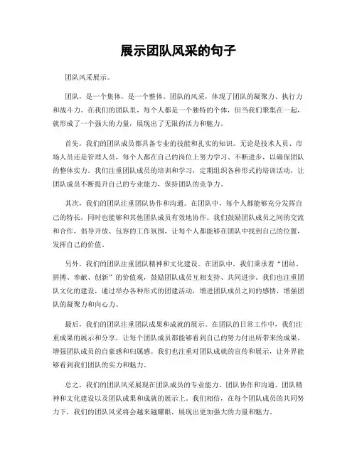 展示团队风采的句子