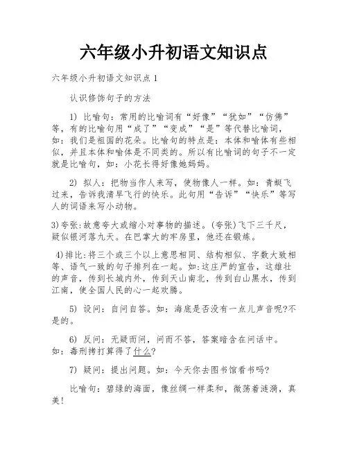 六年级小升初语文知识点