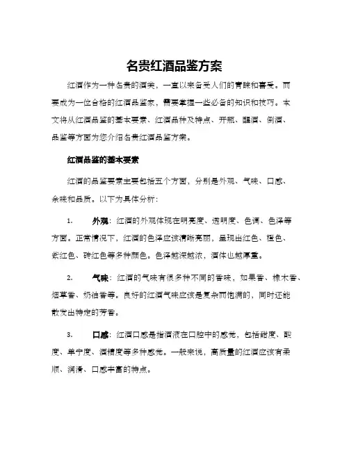名贵红酒品鉴方案