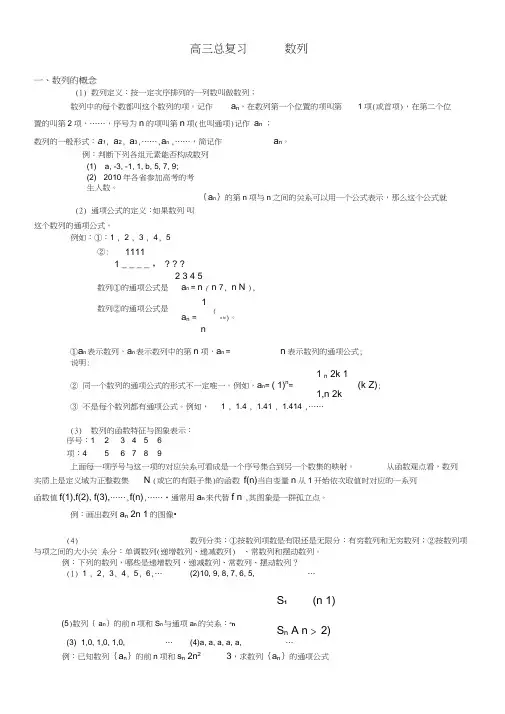 (完整版)高三总复习数列知识点及题型归纳总结