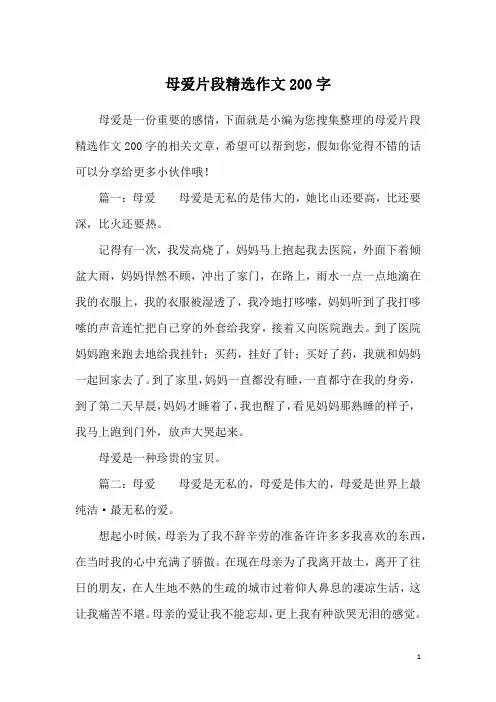 母爱片段精选作文200字