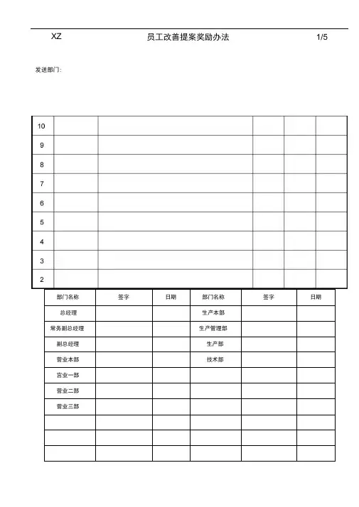 员工改善提案奖励办法修订稿