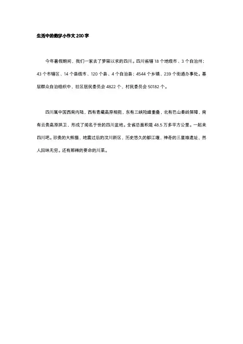 生活中的数学小作文200字