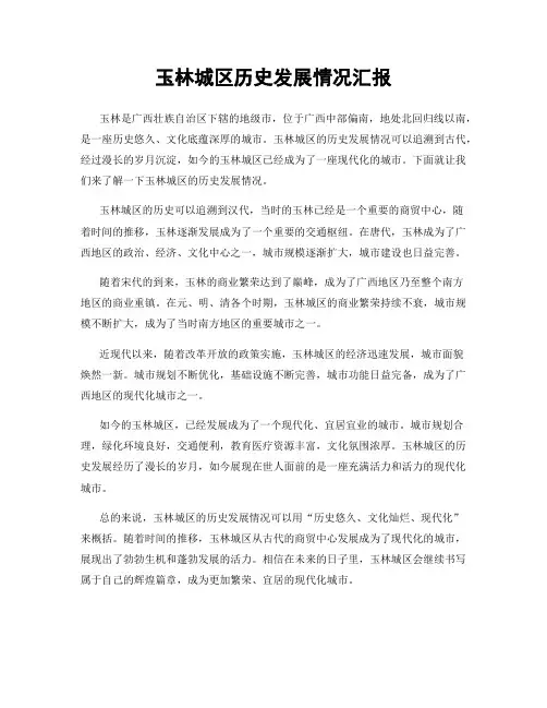 玉林城区历史发展情况汇报