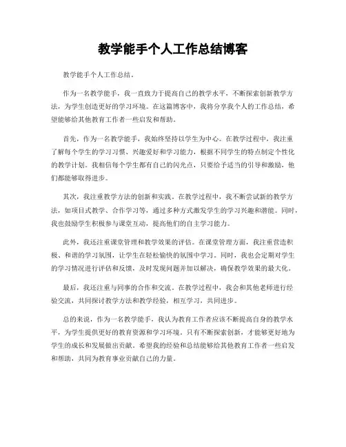 教学能手个人工作总结博客