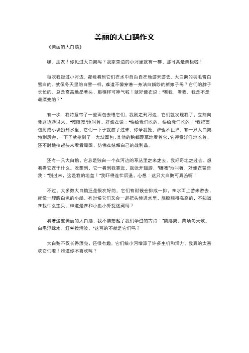美丽的大白鹅作文