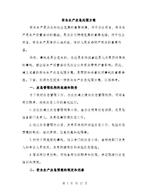 安全生产应急处理方案（5篇）