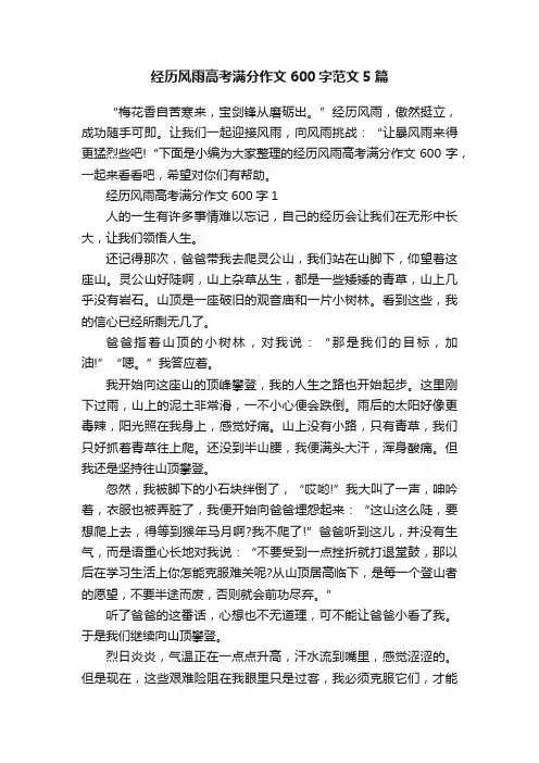 经历风雨高考满分作文600字范文5篇