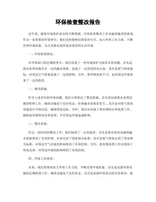 环保检查整改报告