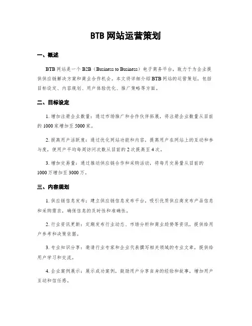 BTB网站运营策划