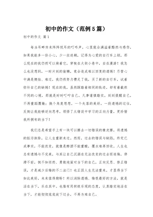初中的作文(范例5篇)