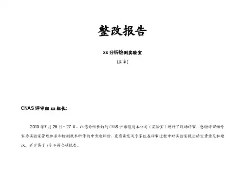 评审不符合项整改报告