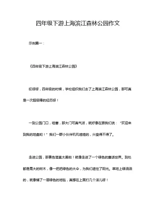 四年级下游上海滨江森林公园作文