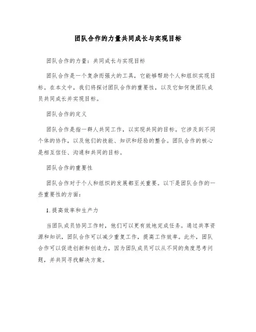 团队合作的力量共同成长与实现目标